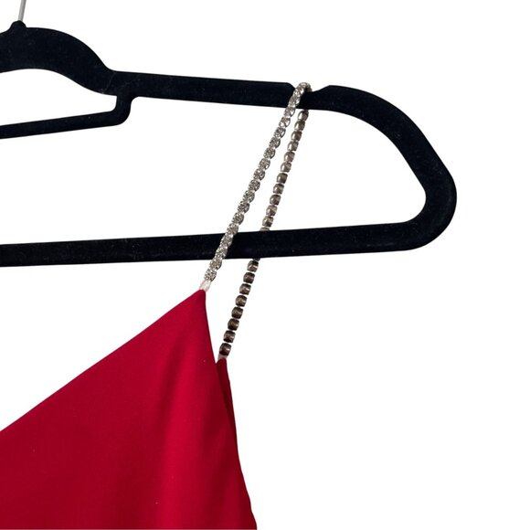 Dave & Johnny Red Maxi Rhinestone Strap Cocktail Dress SZ S Formal - Picture 6 of 10